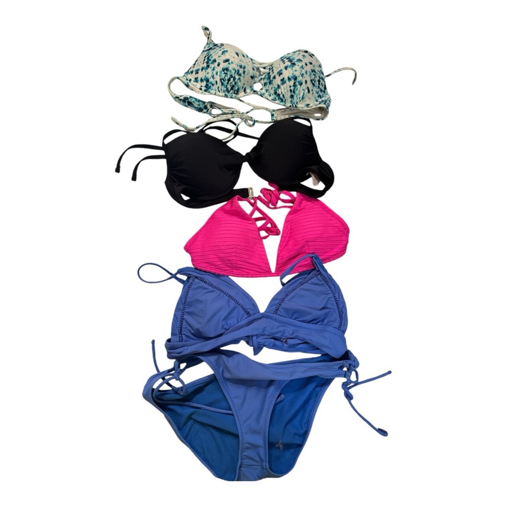Bikini tops a total of 4 —Pink, blue , black & a Hollister white with blue